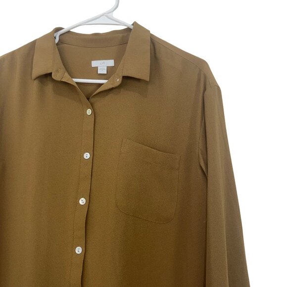 J. Jill Womens Button-Down Long Sleeve Tunic Top Size Medium Brown Relaxed Fit - Picture 11 of 13